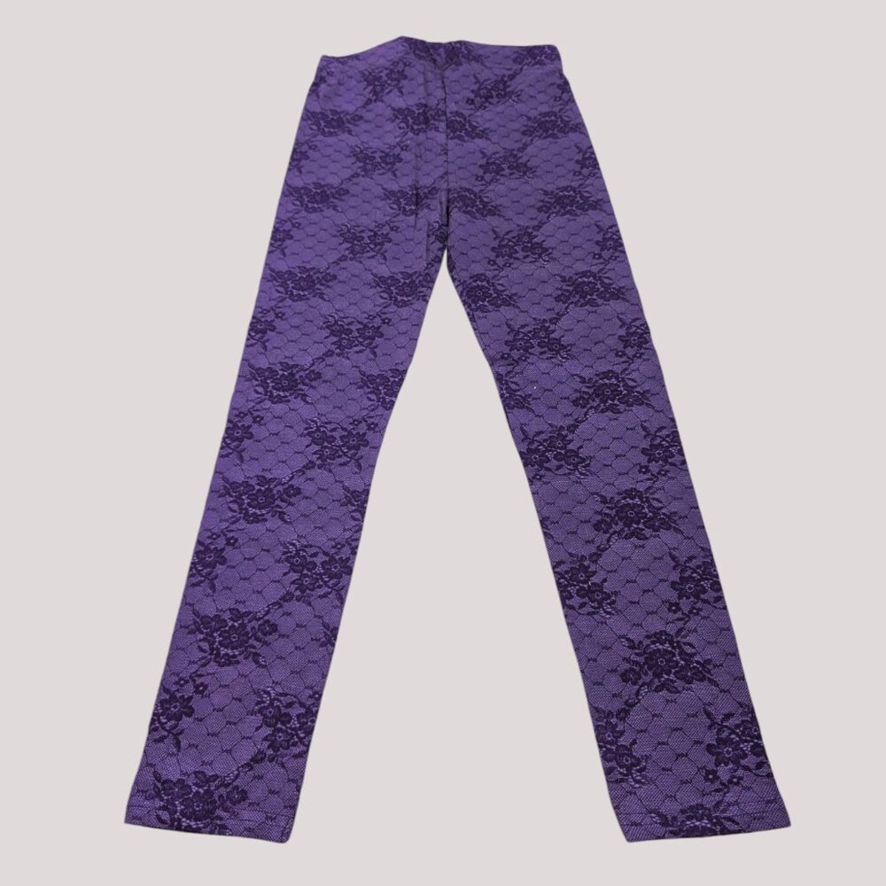 Booky Full length Soft Cotton stretchy leggings Skinny Fit Purple Florals NWOT